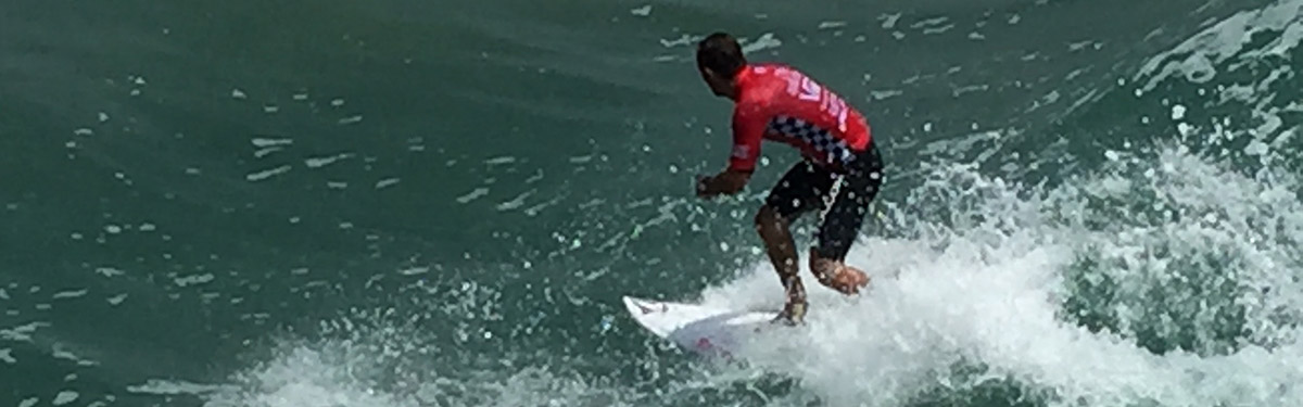 Surfer in red